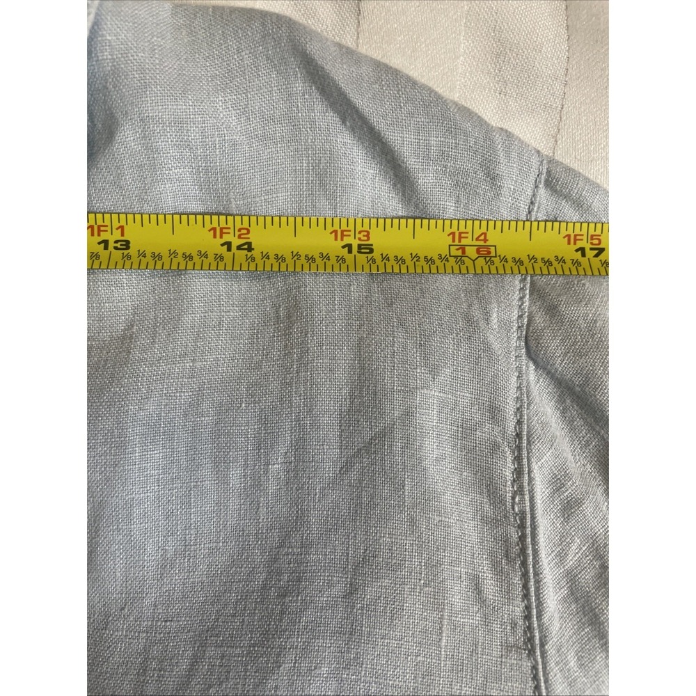 Joie 100% Linen Baby Blue Cropped Button Down Short Sleeve Shirt Women's Medium - Picture 5 of 10